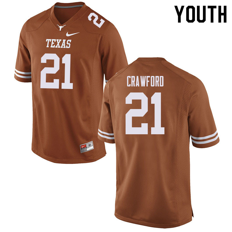 Youth #21 Kitan Crawford Texas Longhorns College Football Jerseys Sale-Orange
